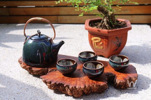 Khay trà gỗ lũa Nu Nghiến