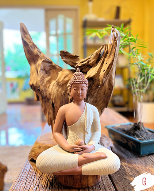 Bộ Thiền lũa Tâm An kết hợp lũa gỗ Ngọc Am cùng tượng Phật Thích Ca