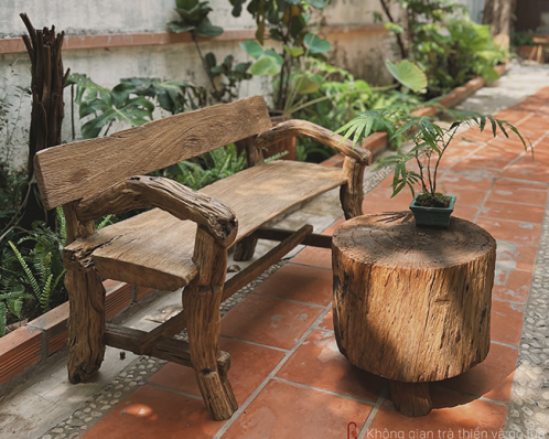 bàn ghế gỗ lũa sân vườn