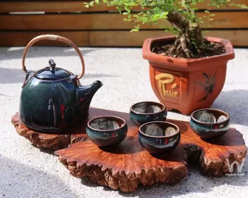 Khay trà gỗ lũa Nu Nghiến