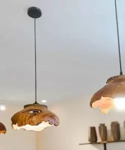 chao đèn gỗ lũa tròn