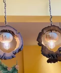 đèn trần gỗ lũa phong cách rustic