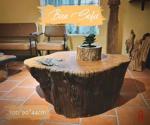 bàn gỗ lũa tự nhiên nguyên khối