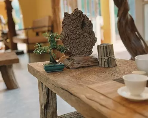 bàn trà gỗ lũa bệt