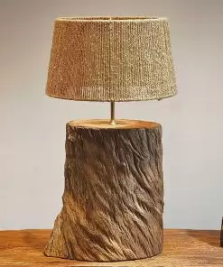 đèn bàn lũa gỗ long não dây thừng