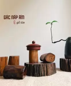 gác nắp ấm gỗ lũa